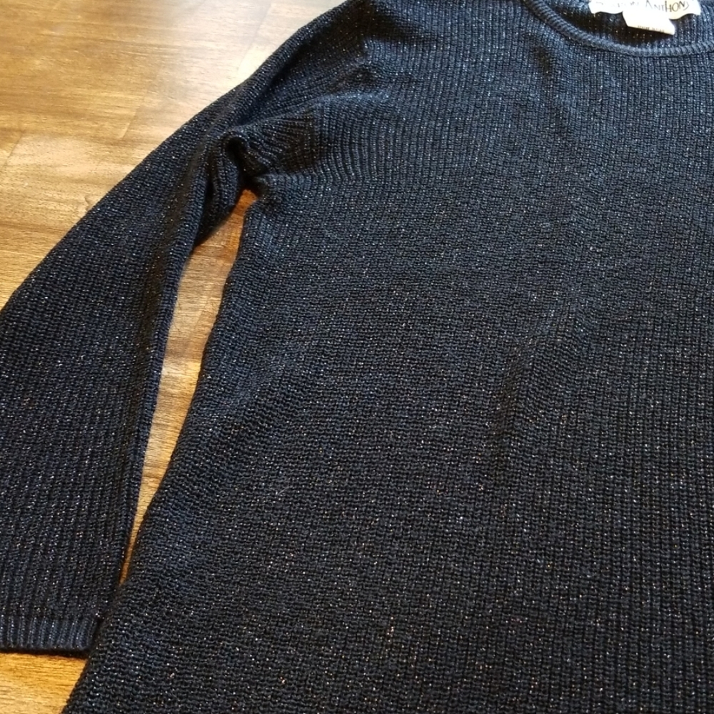 Vintage Black Sweater with Silver Metallic - Picture 7 of 7